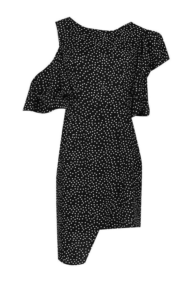 Womens Woven Extreme Ruffle Spot Mini Dress - black - 8, Black