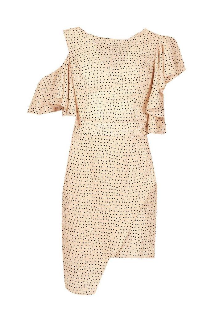 Womens Woven Extreme Ruffle Spot Mini Dress - Pink - 10, Pink