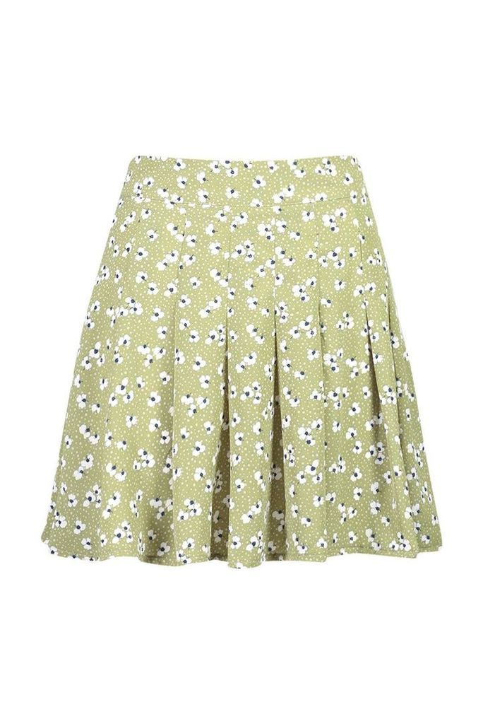 Womens Floral Flippy Skirt - green - 14, Green