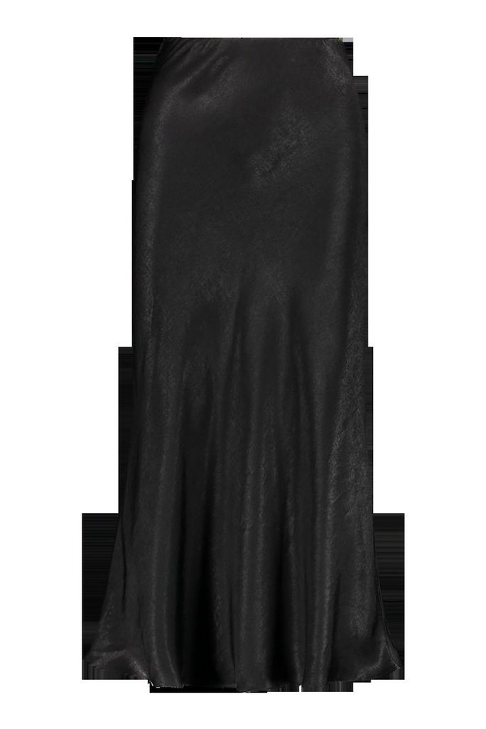 Womens Tall Bias Cut Satin Midi Skirt - Black - 16, Black