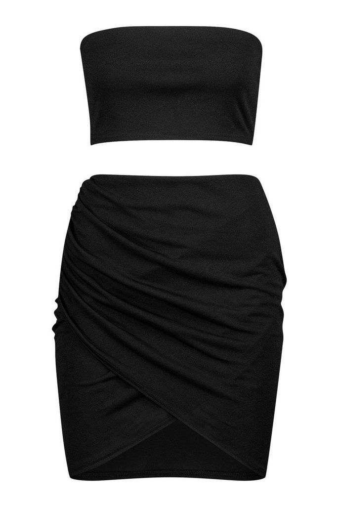 Womens Bandeau & Wrap Skirt Co-Ord - Black - 6, Black