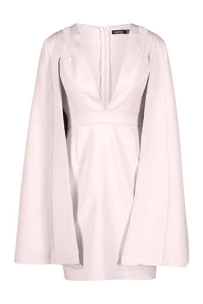 Womens Cape Detail Tailored Dress - pink - 10, Pink