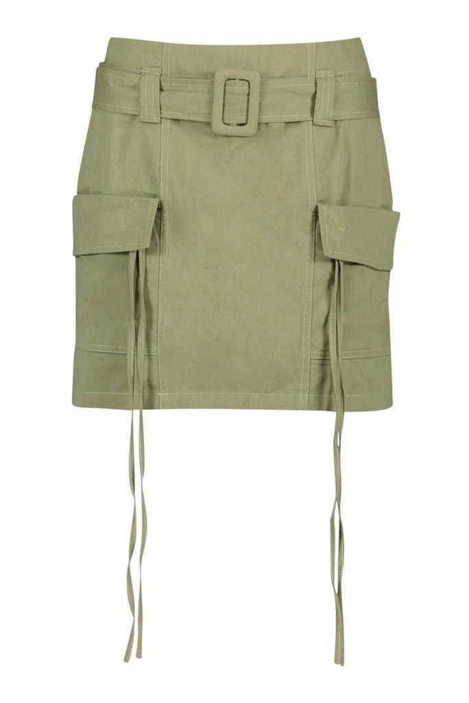 Womens Pocket Side Cargo Skirt - Green - 14, Green