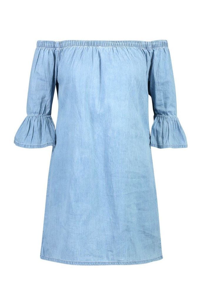 Womens Chambray Smock Dress - Blue - 6, Blue