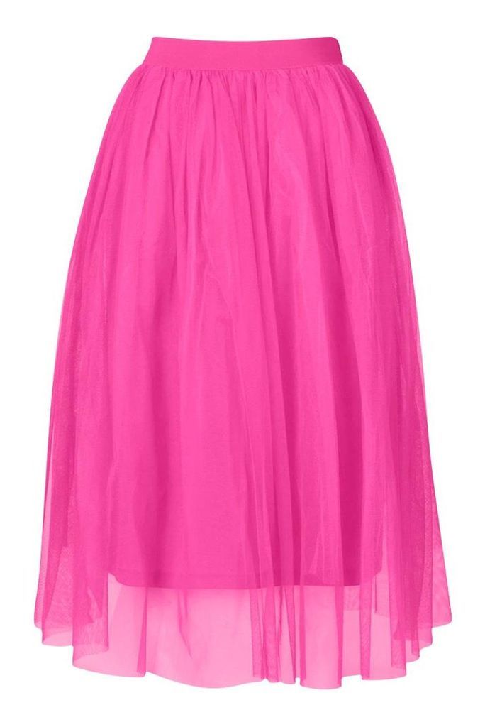 Womens Tulle Longer Length Midi Skirt - Pink - 10, Pink