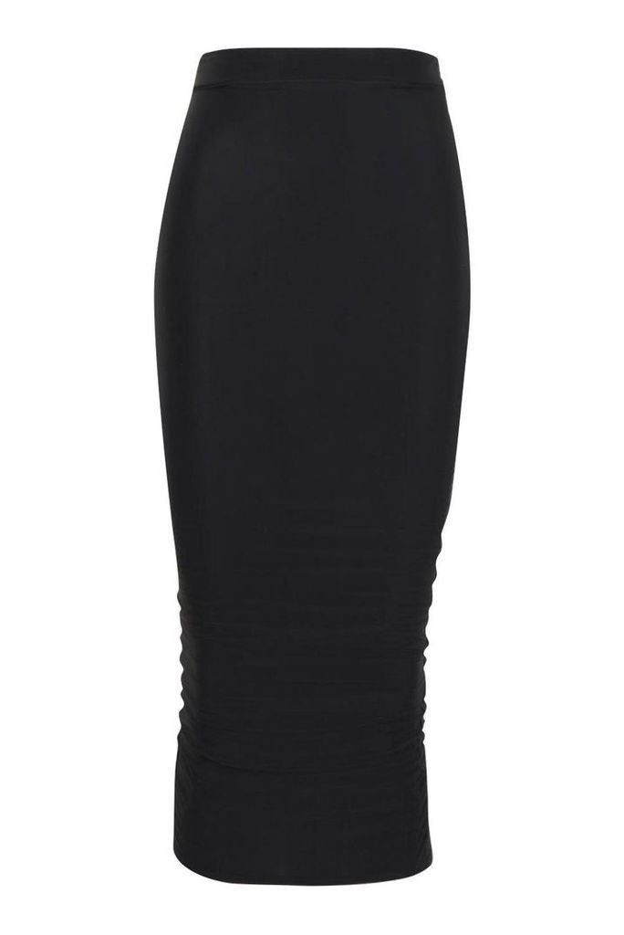 Womens Basic High Waist Slinky Fitted Midaxi Skirt - black - 8, Black