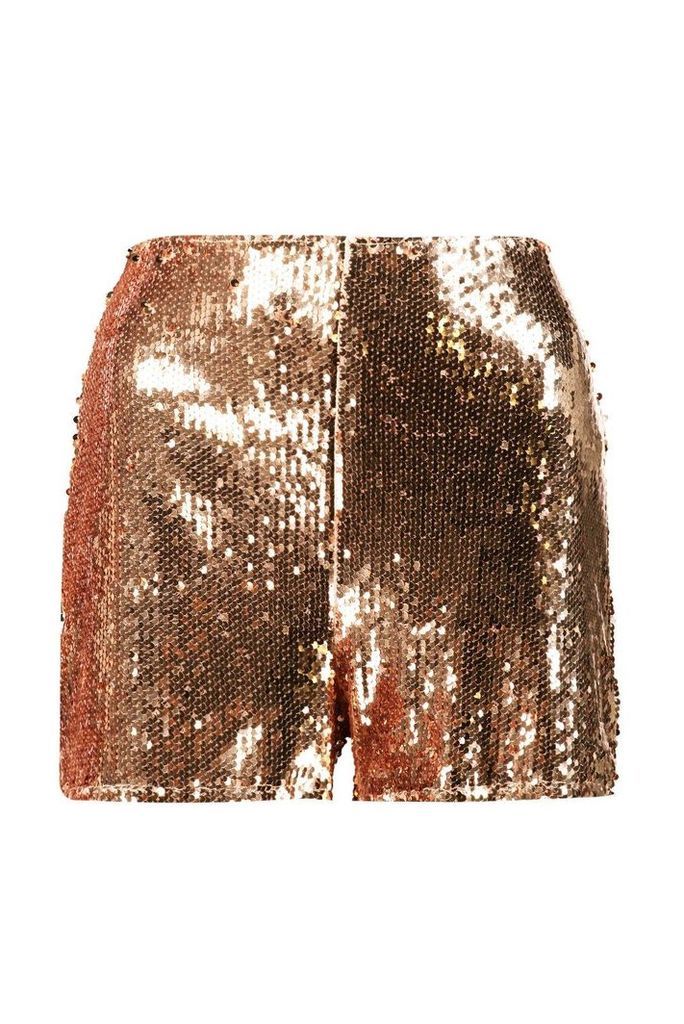 Womens Boutique All Over Sequin Shorts - Metallics - 6, Metallics