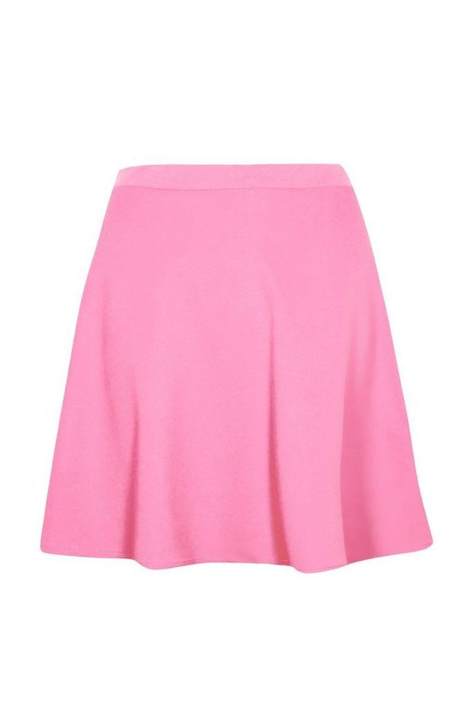 Womens Basic Fit And Flare Skater Skirt - Pink - 10, Pink