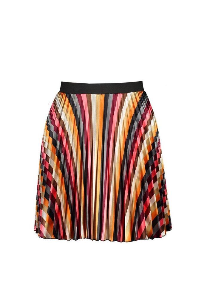 Womens Striped Satin Mini Skirt - multi - 10, Multi
