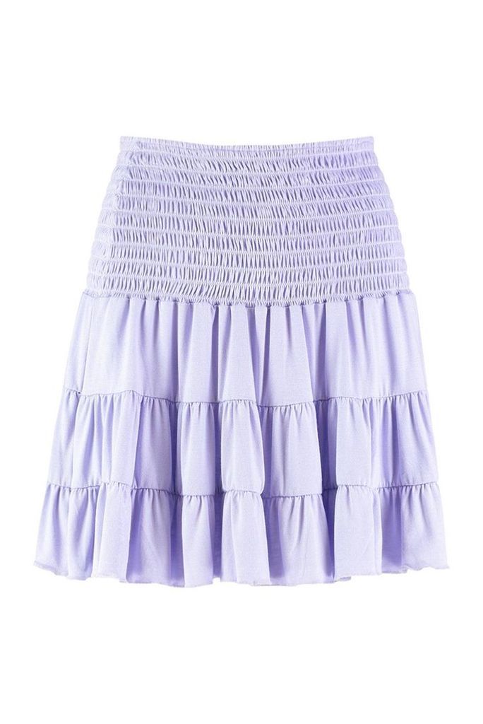 Womens Ra Ra Skirt With Shirred Waist - purple - 12, Purple