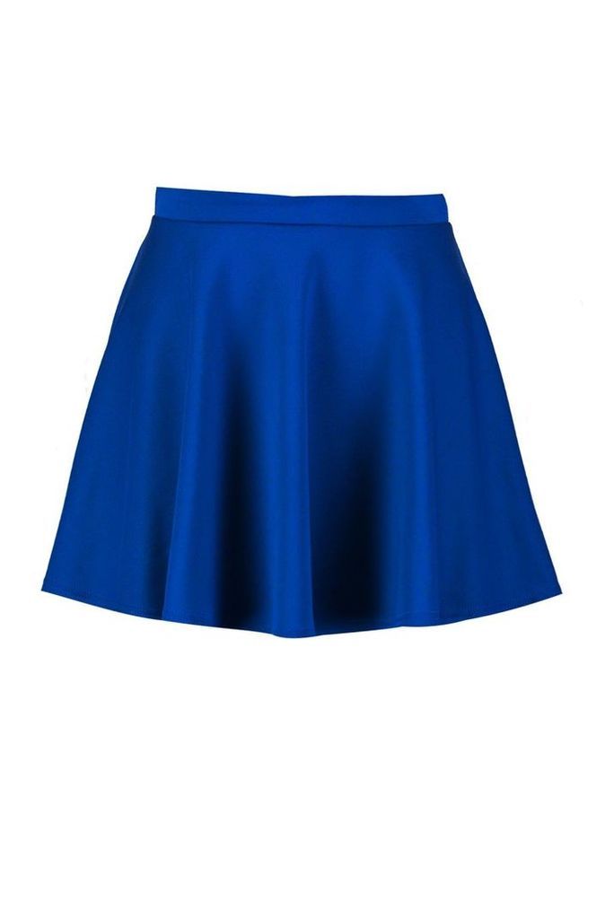 Womens Basic Micro Fit & Flare Skater Skirt - Blue - 14, Blue