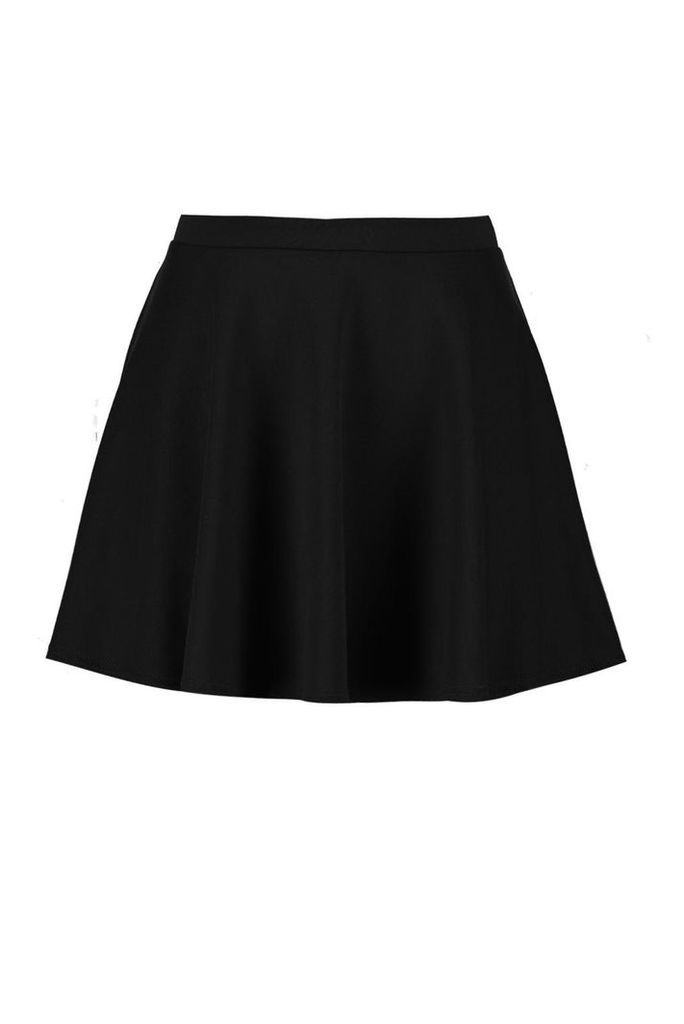 Womens Basic Micro Fit & Flare Skater Skirt - Black - 6, Black