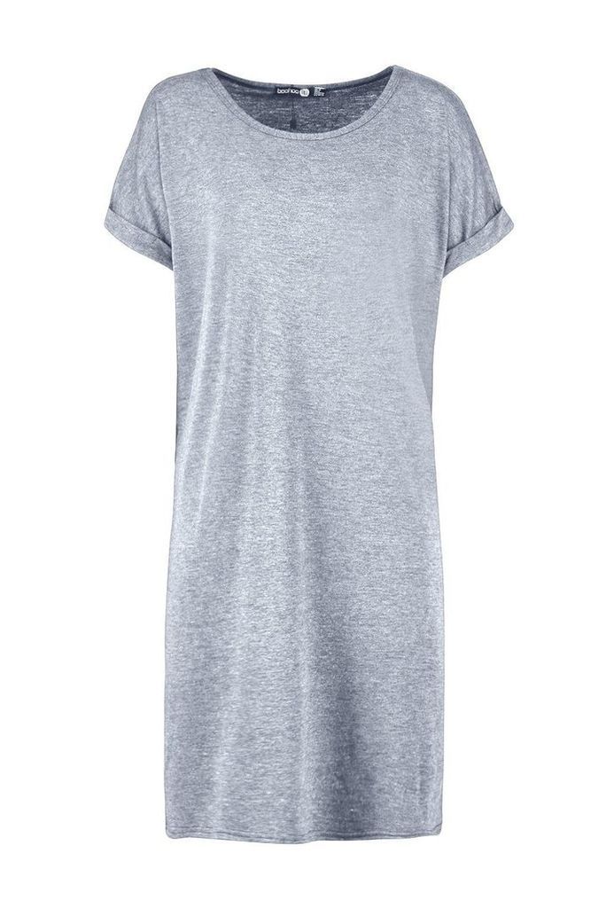 Womens Tall Oversized T-Shirt Dress - Grey - 8, Grey