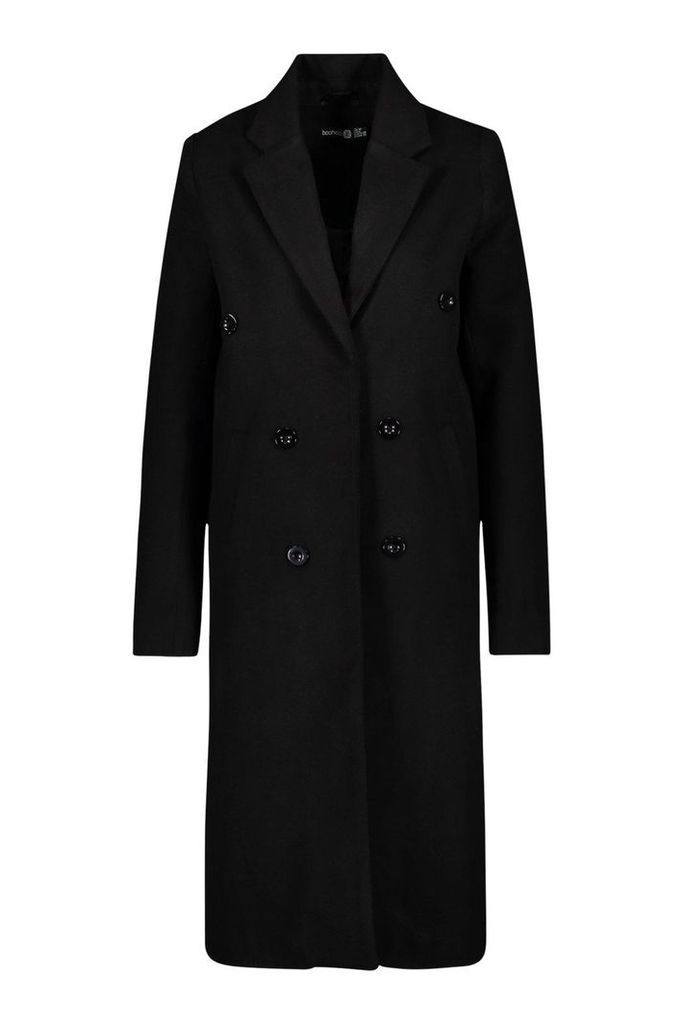 Womens Tall Double Breasted Coat - black - 12, Black