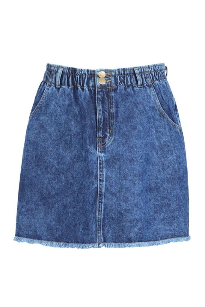 Womens Plus Acid Wash Paper Bag Mini Skirt - blue - 16, Blue