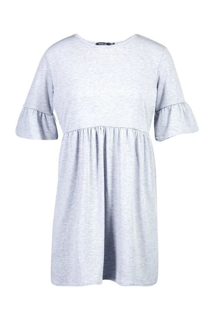 Womens Tall Ruffle Sleeve Smock Dress - grey - 12, Grey
