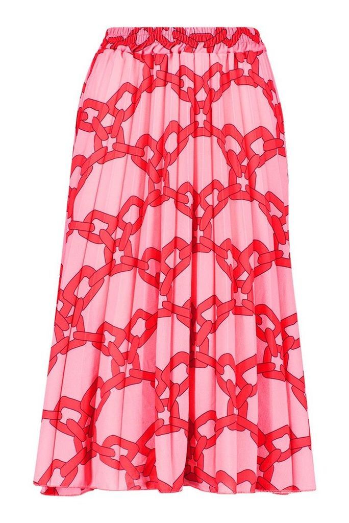 Womens Tall Chain Print Midi Skirt - Pink - 10, Pink