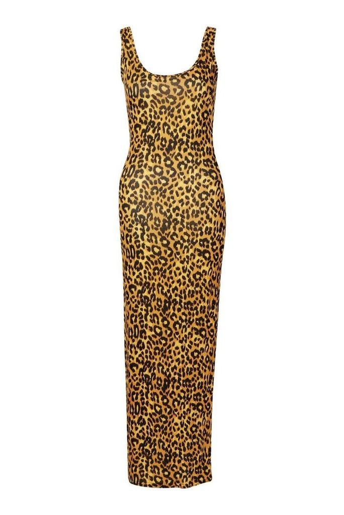 Womens Leopard Maxi Dress - multi - 14, Multi