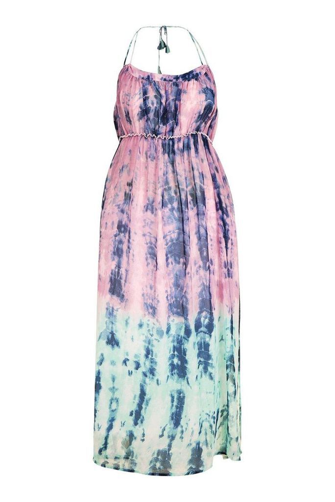 Womens Plus Katy Tie Dye Dip Dye Maxi Dress - Pink - 24, Pink