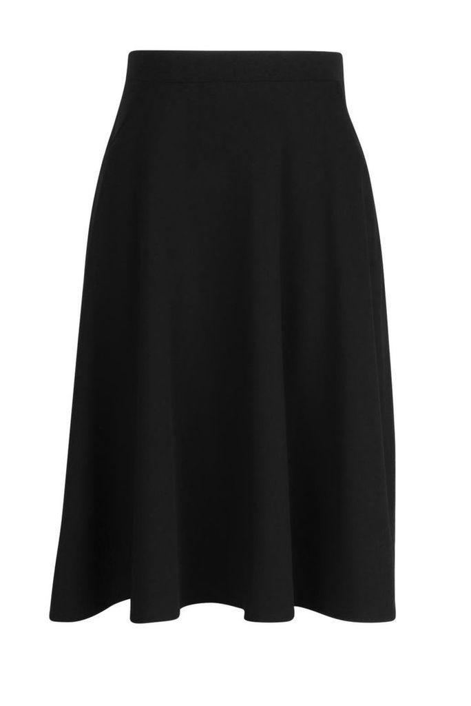 Womens Plus Pocket Front Crepe Skater Midi Skirt - black - 18, Black