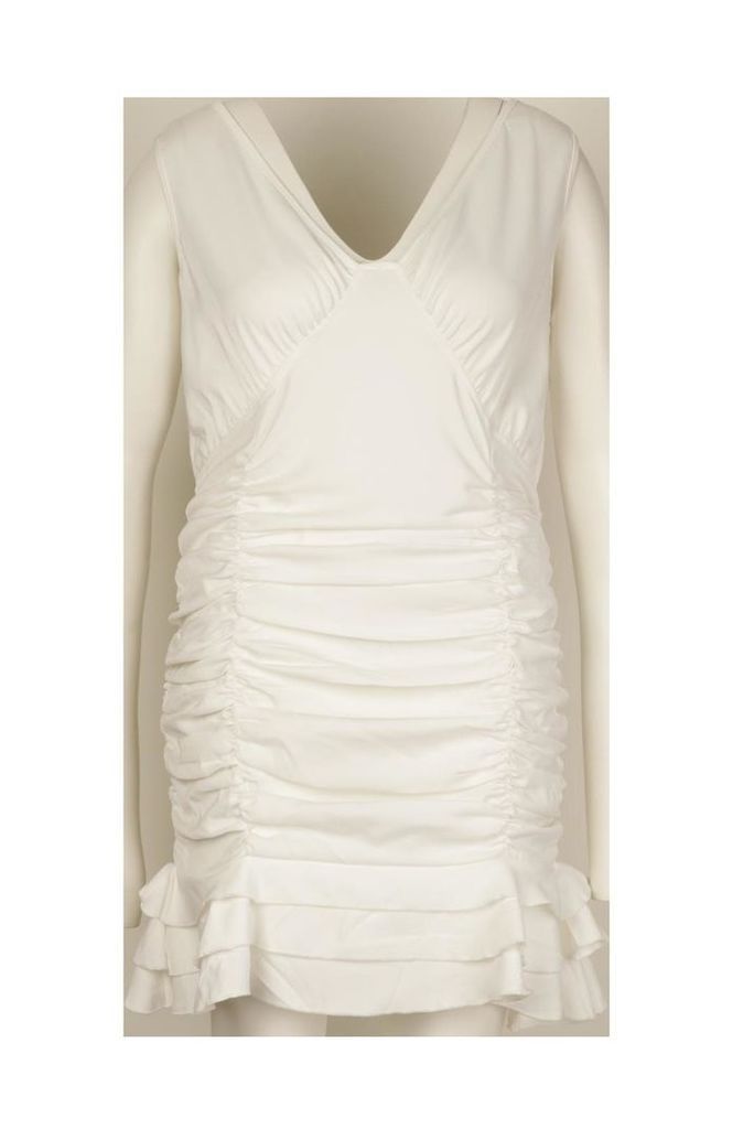 Womens Plus Ruched Frill Hem Mini Dress - white - 20, White