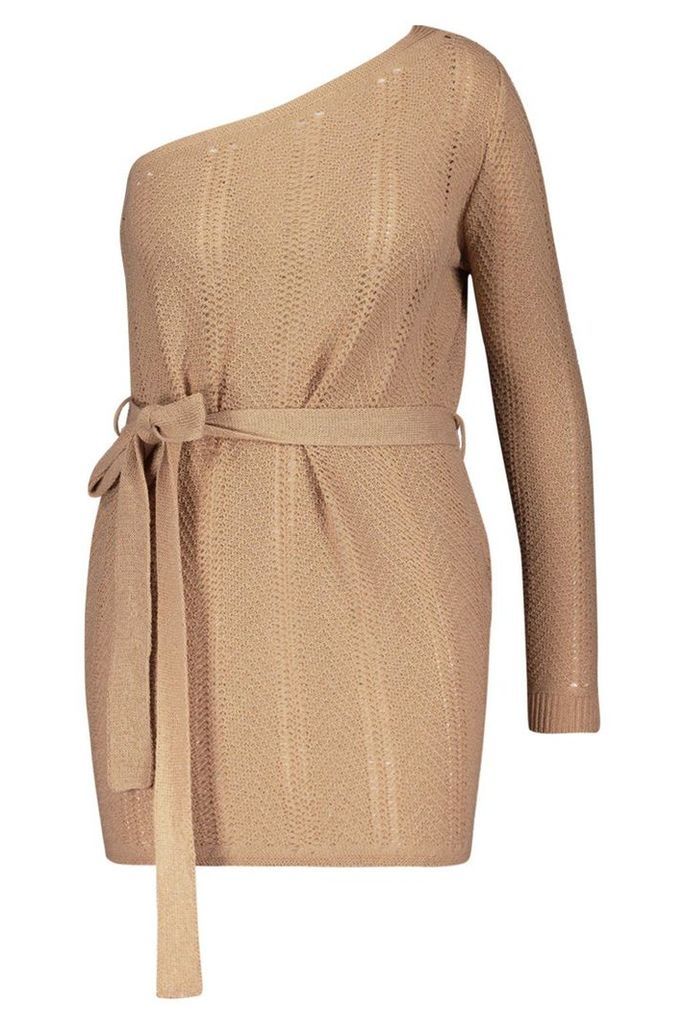 Womens Plus One Shoulder Mini Beach Dress - beige - 20, Beige