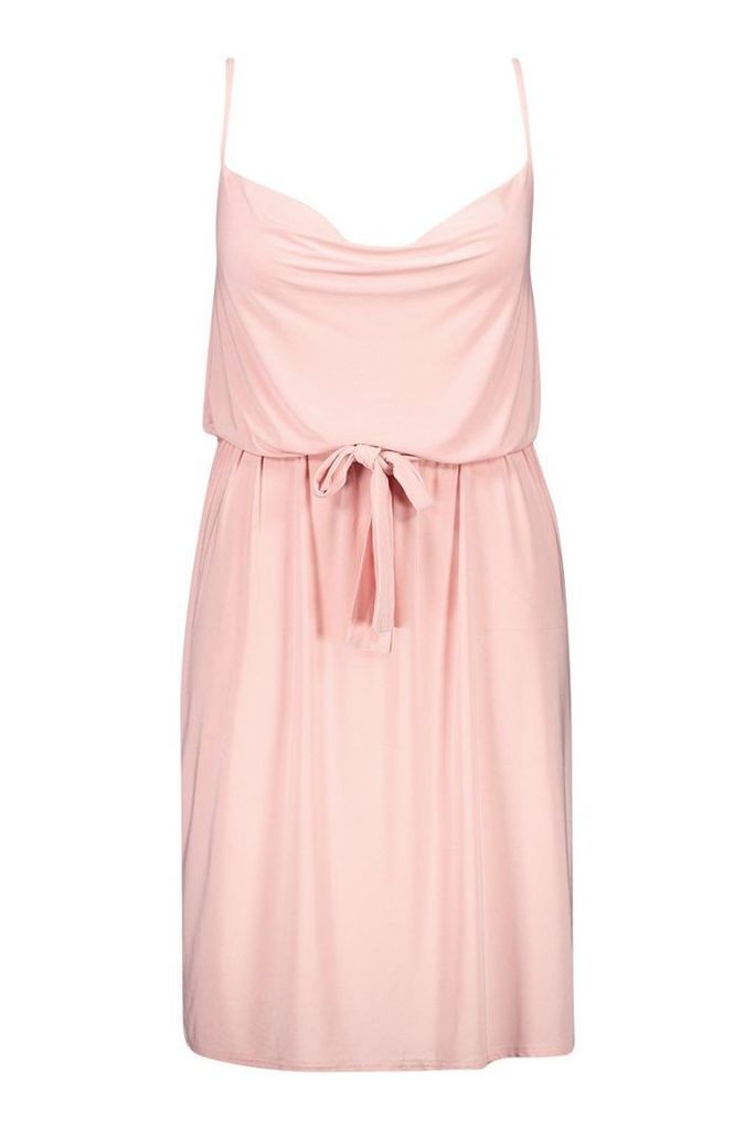 Womens Plus Pastel Slinky Cowl Midi Dress - Pink - 24, Pink