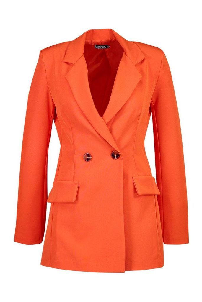 Womens Tailored Double Breasted Blazer - orange - 10, Orange