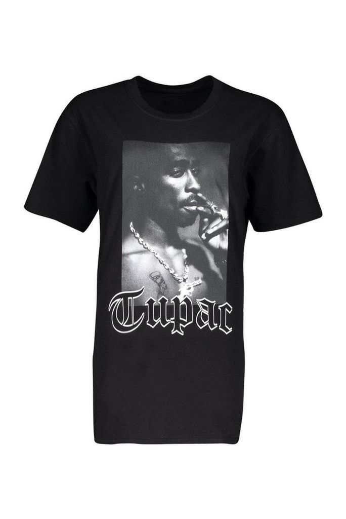 Womens Tupac Oversized License T-Shirt - Black - M, Black