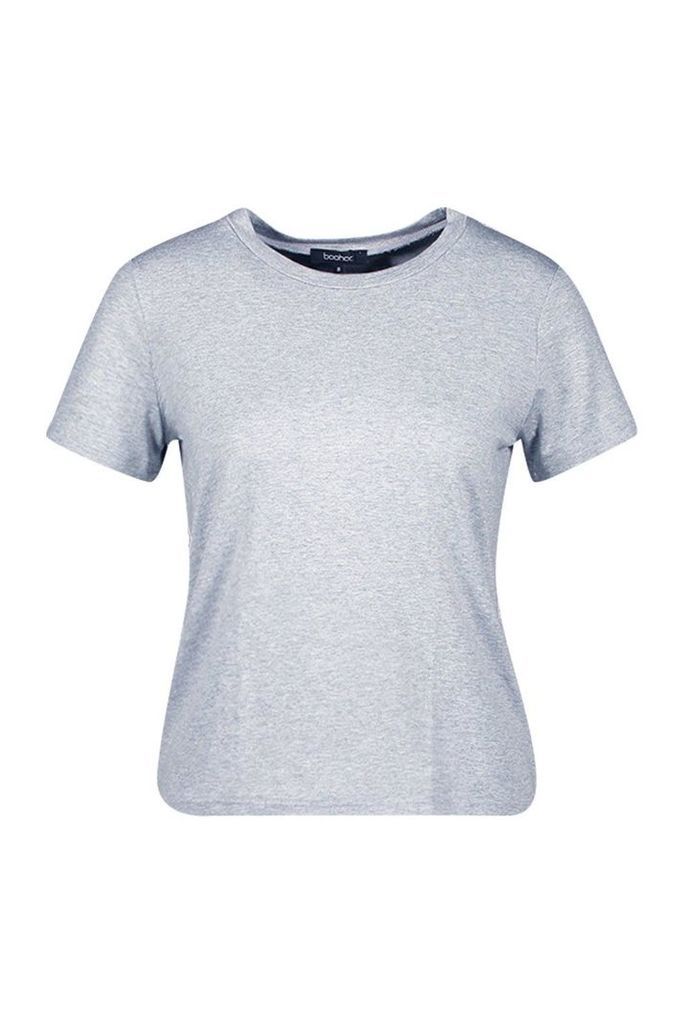 Womens Basic Crew Neck T-Shirt - grey - 16, Grey