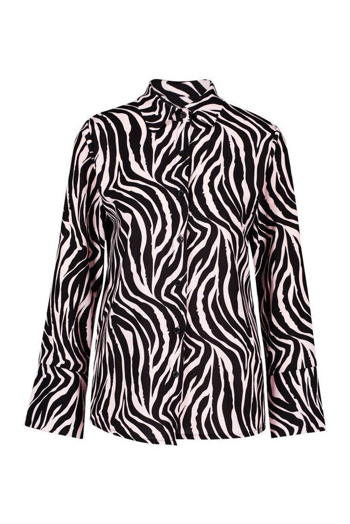 Womens Tall Zebra Print Shirt - Beige - 6, Beige
