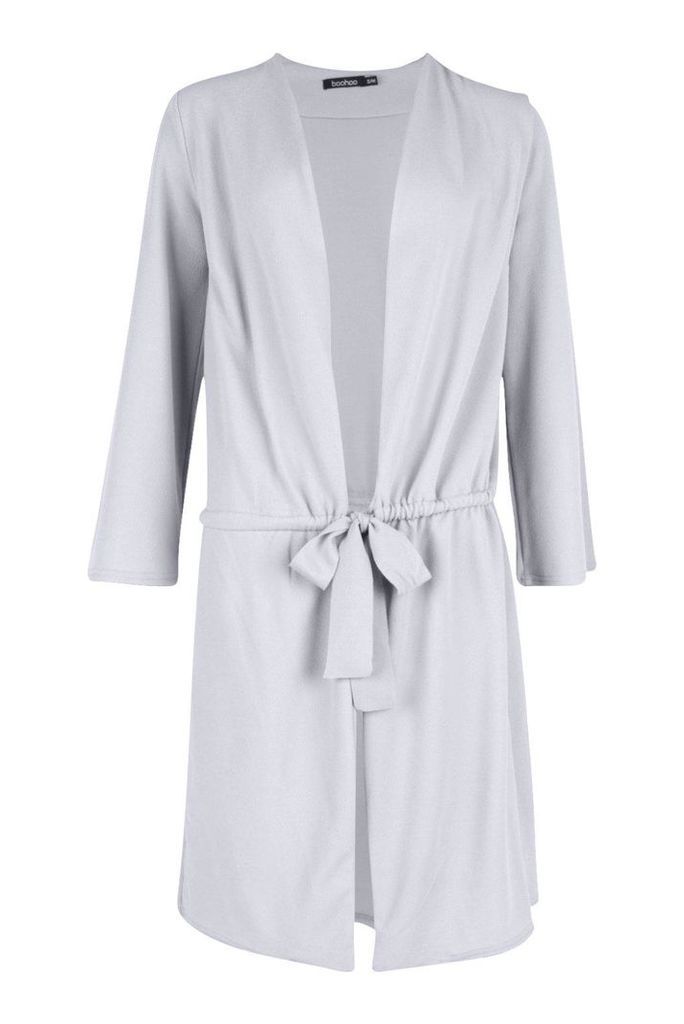 Womens Ruched Duster Coat - grey - M/L, Grey