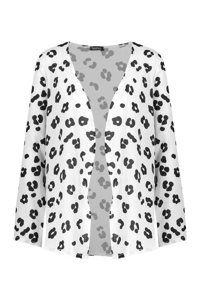 Womens Leopard Print Kimono - white - S, White