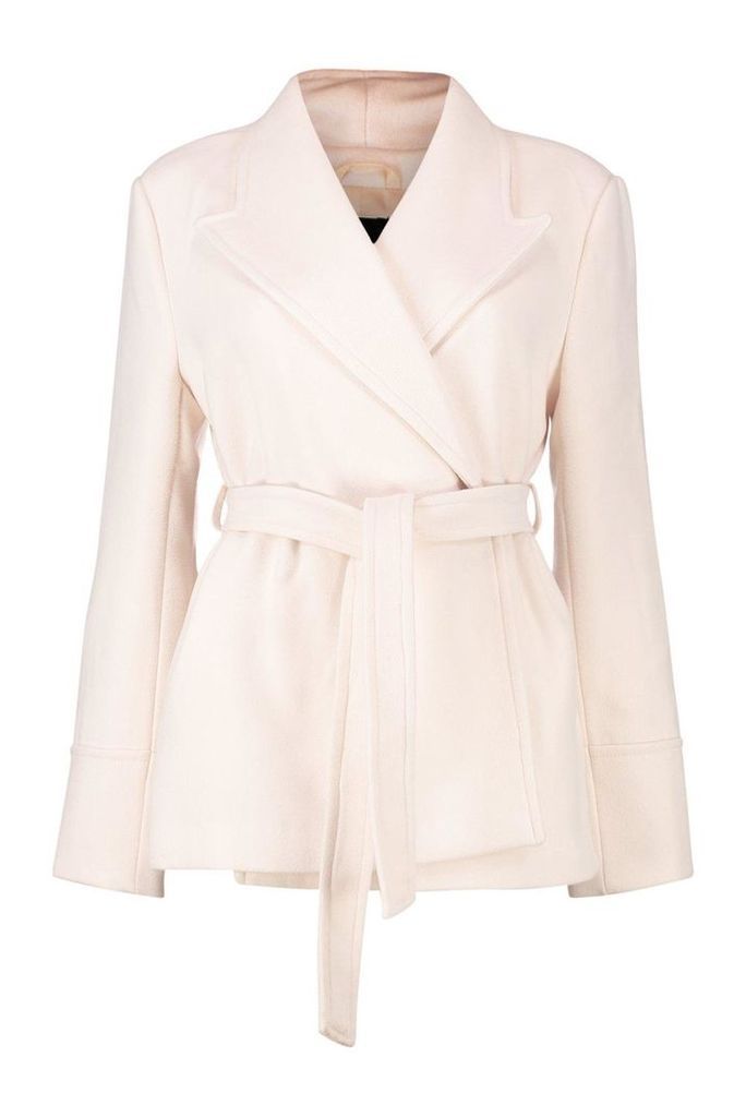 Womens Belted Crop Coat - white - 10, White