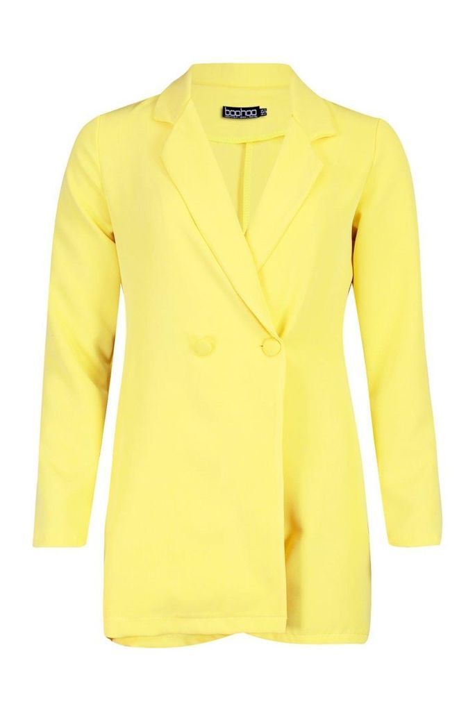 Womens Woven Blazer Playsuit - yellow - 10, Yellow