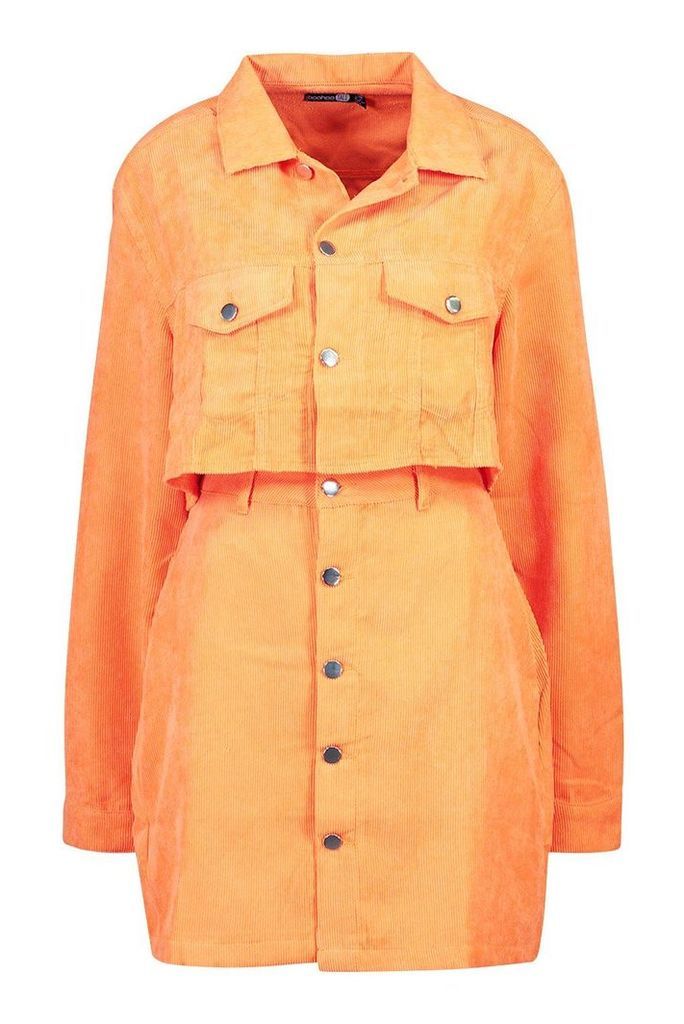 Womens Tall Neon Cord Crop Jacket - orange - 14, Orange