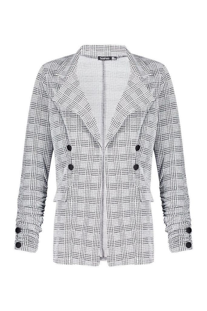 Womens Tall Check Button Detail Blazer - Grey - 14, Grey