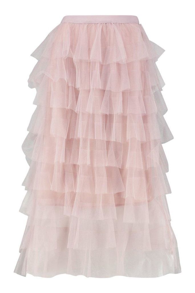 Womens Layer Tulle Midi Skirt - Pink - One Size, Pink