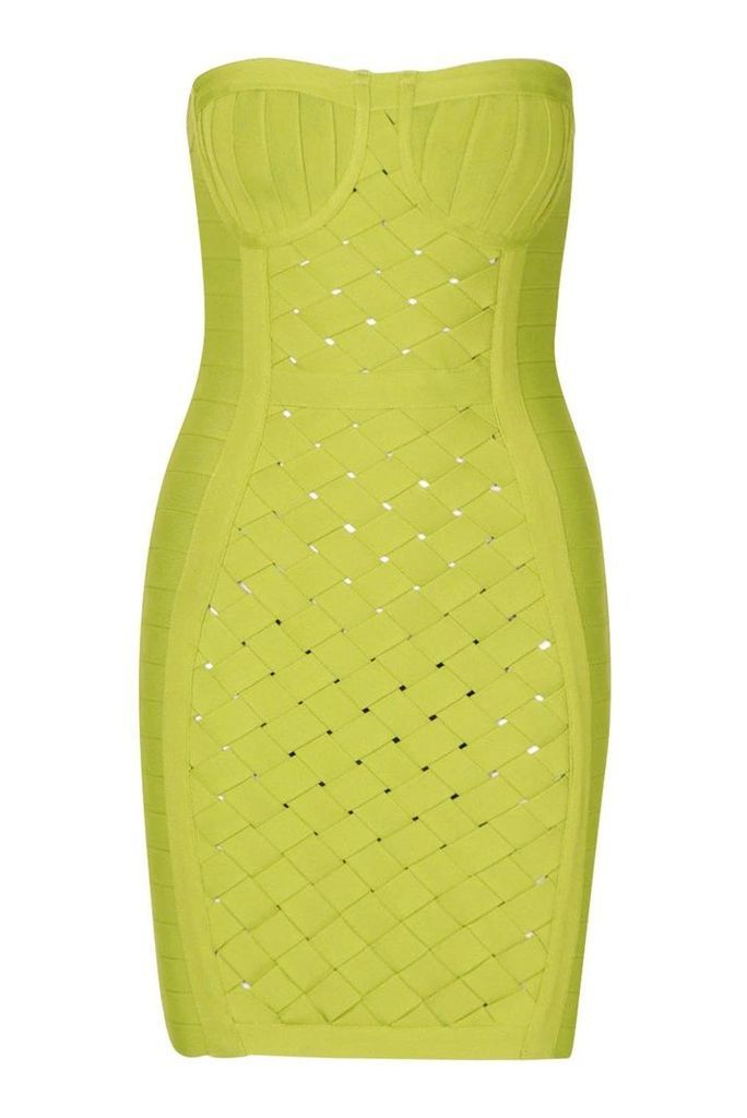 Womens Boutique Contouring Bandage Cupped Mini Dress - green - 14, Green
