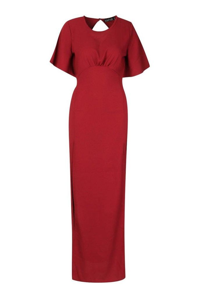 Womens High Neck Solid Colour Maxi Dress - red - 16, Red