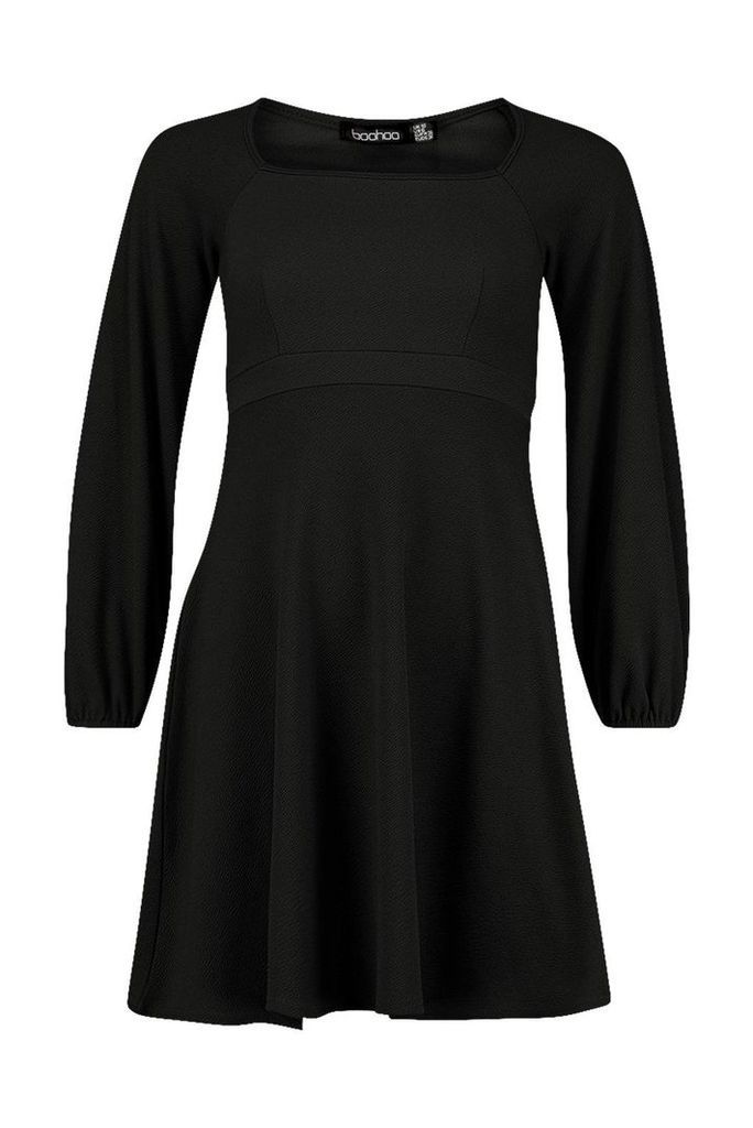 Womens Bell Sleeve Empire Line Skater Dress - black - 10, Black