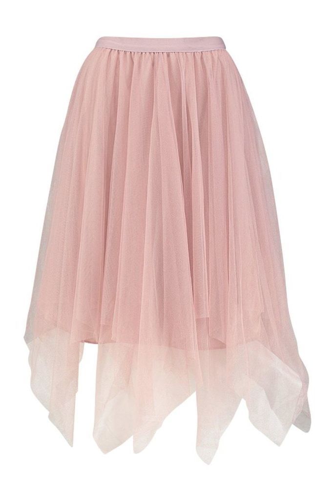 Womens Ruffle Tulle Midi Skirt - Pink - M/L, Pink