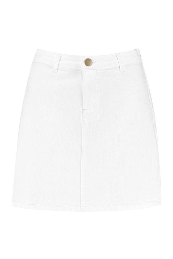Womens Disco Fit Denim Skirt - White - 16, White