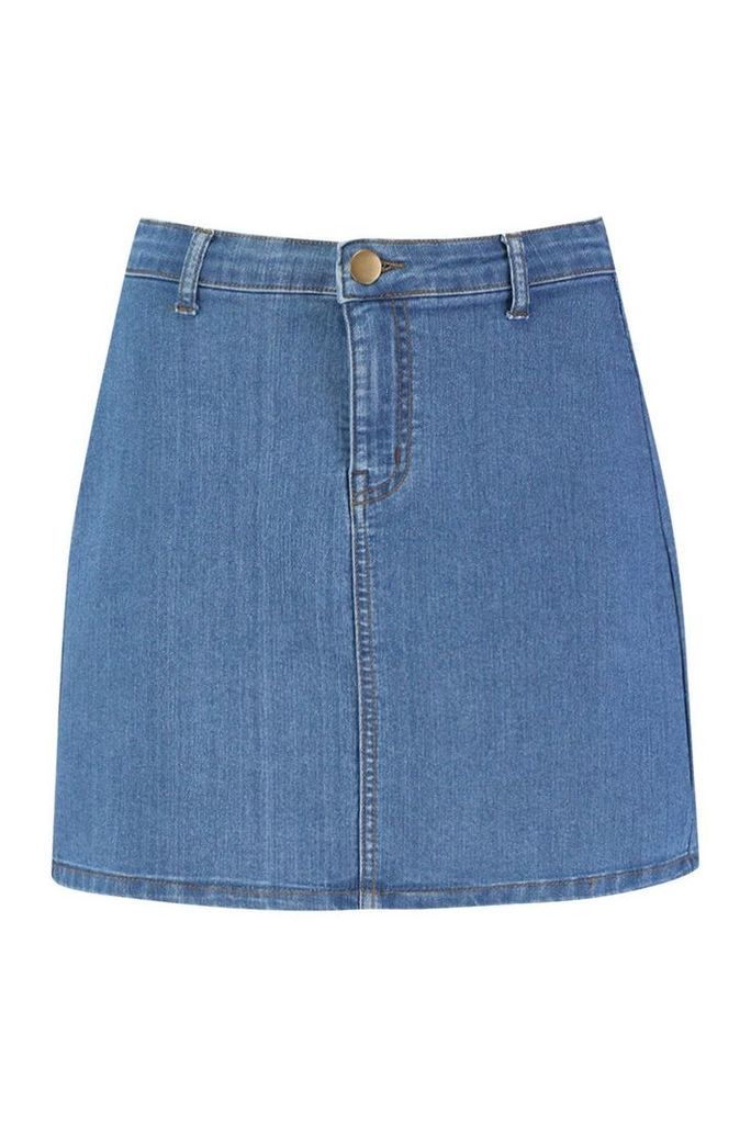 Womens Disco Fit Denim Skirt - Blue - 16, Blue
