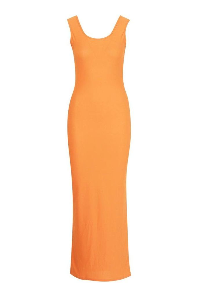 Womens Scoop Neck Maxi Dress - orange - 14, Orange