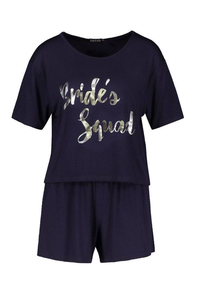Womens Brides Squad T-Shirt & Short Set - Navy - 20, Navy