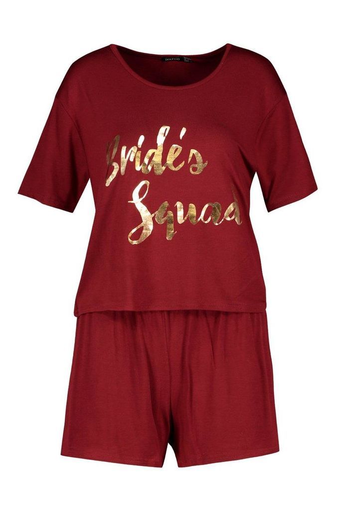 Womens Brides Squad T-Shirt & Short Set - Red - 20, Red