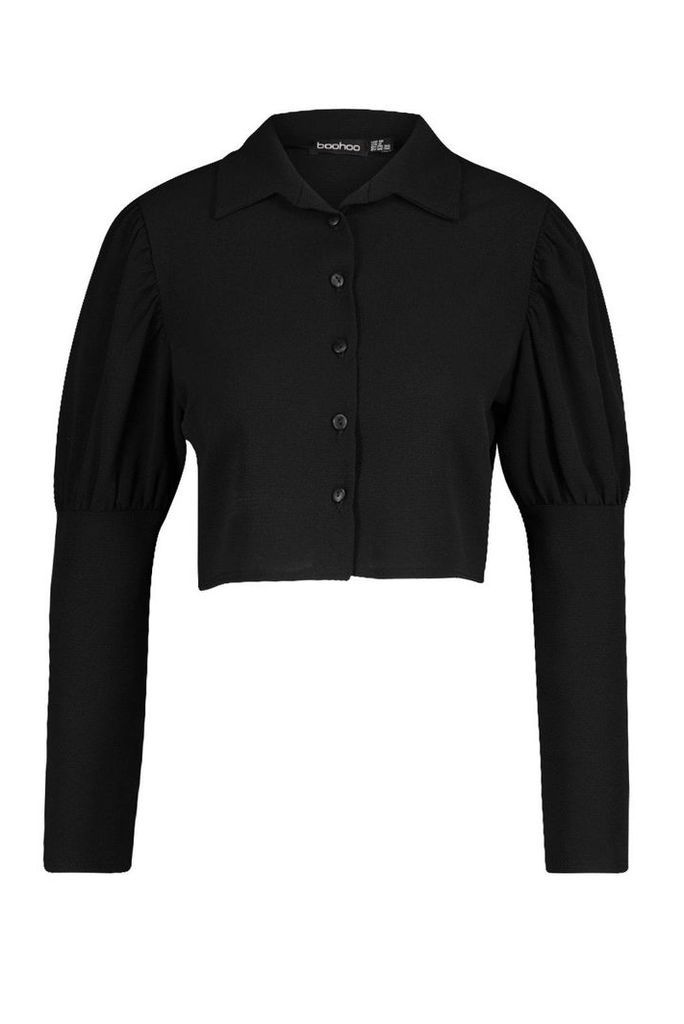 Womens Volume Sleeve Shirt - black - 12, Black