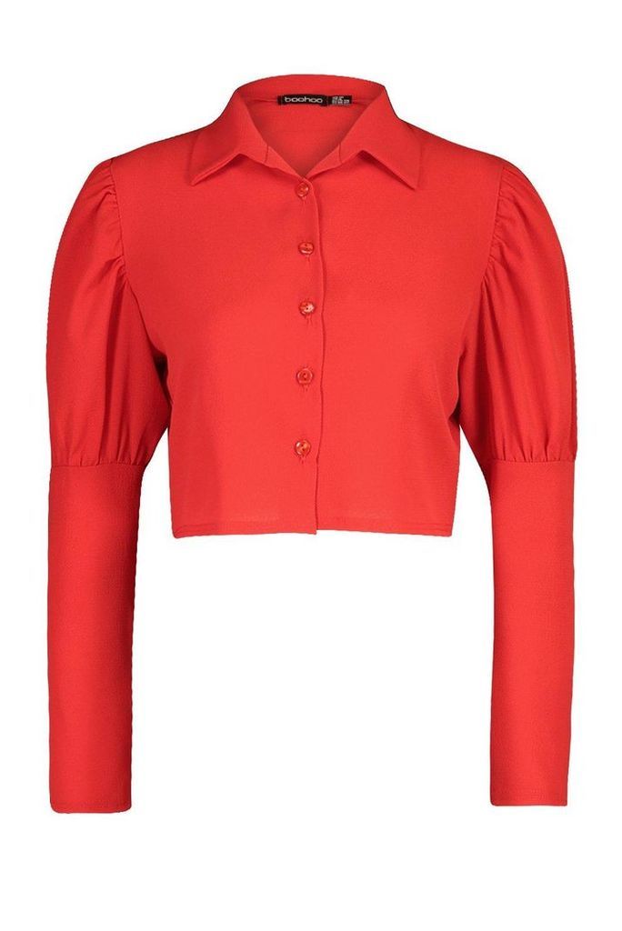 Womens Volume Sleeve Shirt - red - 12, Red