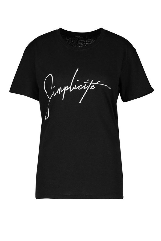 Womens Simplicite Slogan T-Shirt - black - S, Black